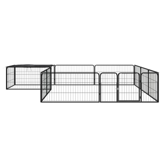 12-panel Dog Playpen Black 100x50 Cm Powder-coated Steel
