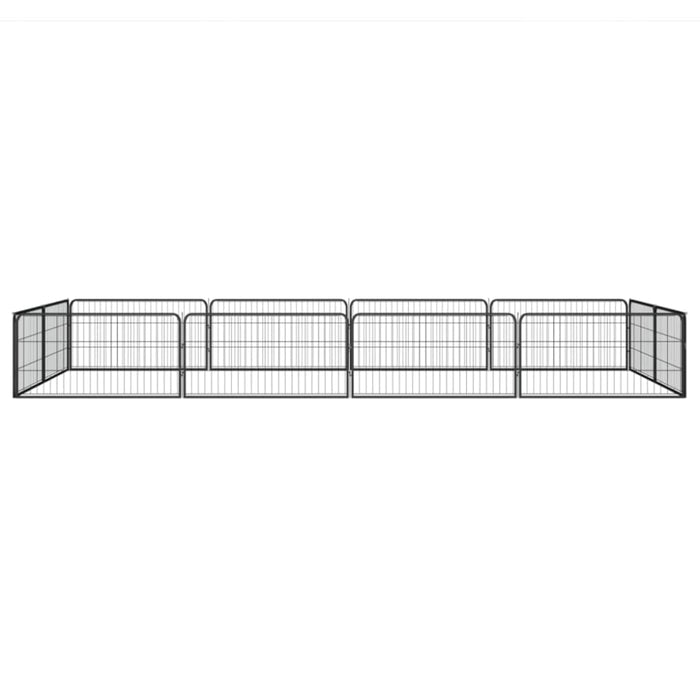 12-panel Dog Playpen Black 100x50 Cm Powder-coated Steel