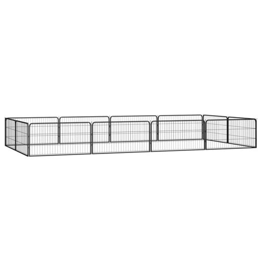 12-panel Dog Playpen Black 100x50 Cm Powder-coated Steel