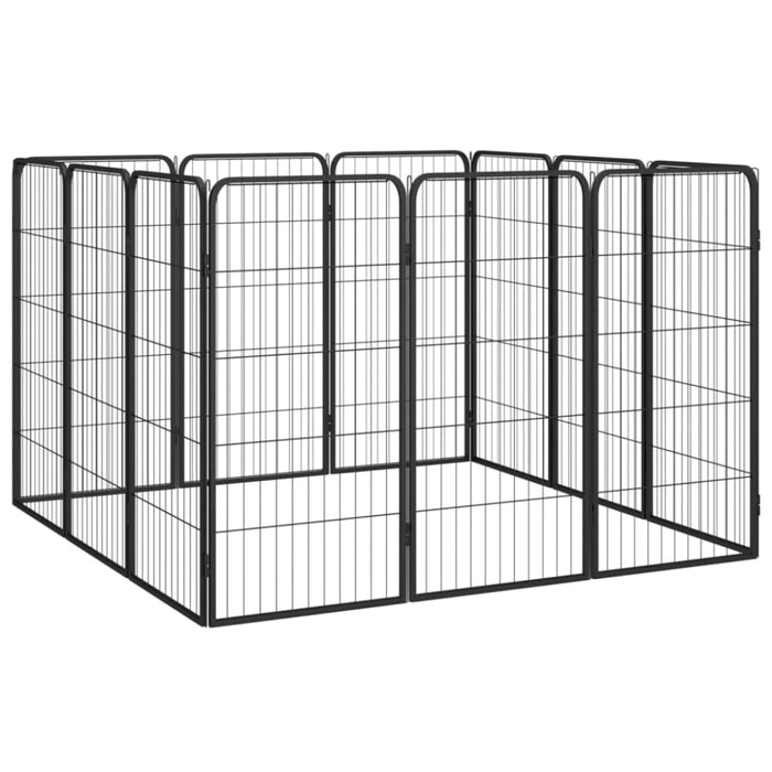 12-panel Dog Playpen Black 50x100 Cm Powder-coated Steel