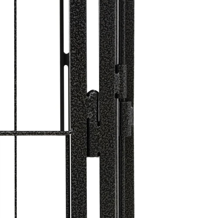 12 - panel Dog Playpen Black 50x100 Cm Powder - coated