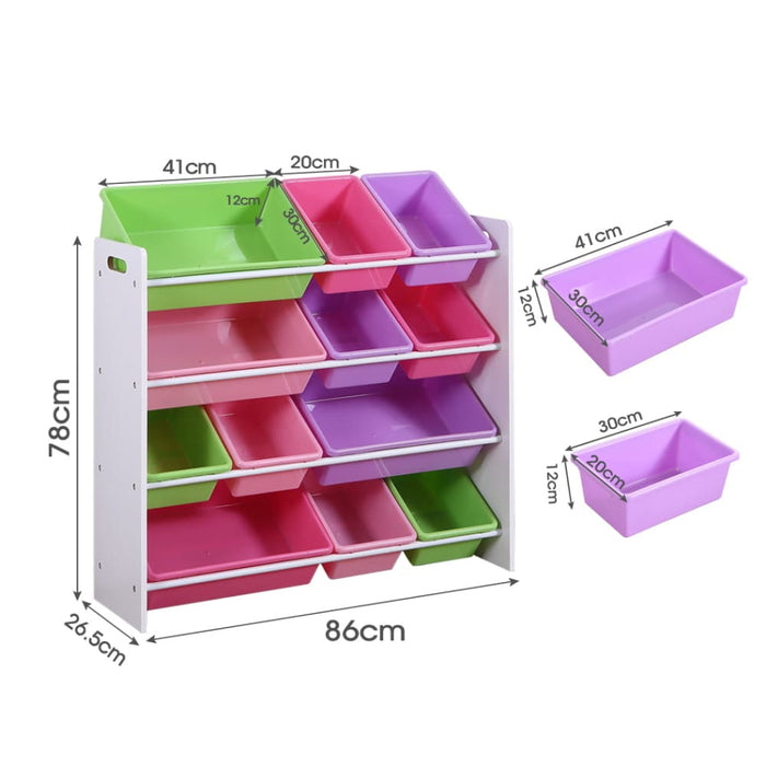 Goslash Picks 12bins Kids Toy Box Bookshelf Organiser