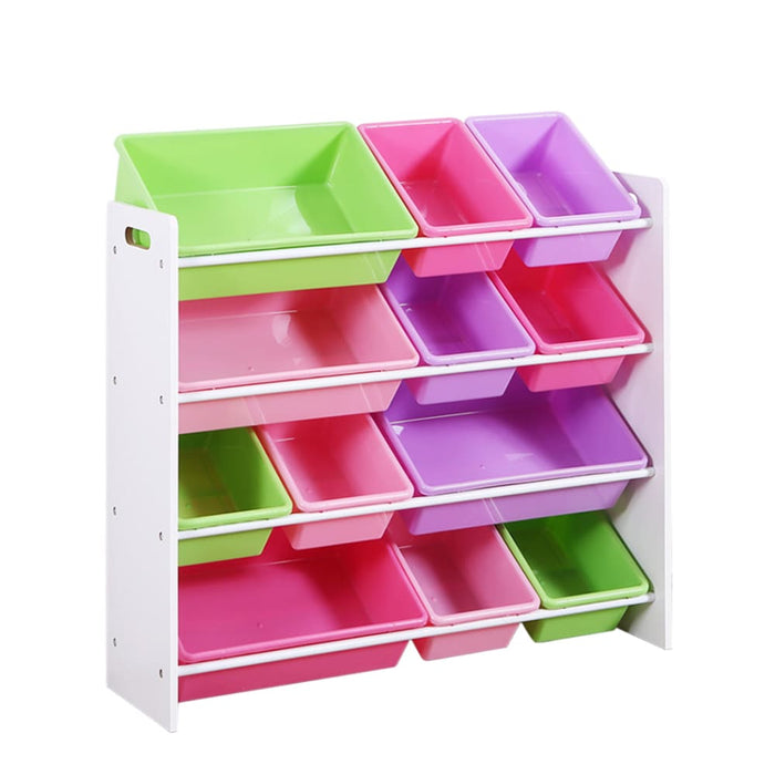 12bins Kids Toy Box Bookshelf Organiser Display Shelf