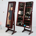 146cm Walnut Mirror Jewellery Cabinet Storage Organiser Luvo