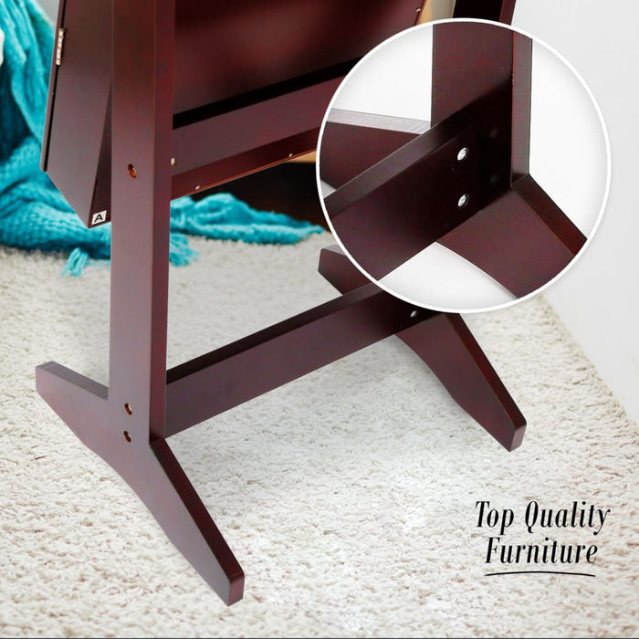 146cm Walnut Mirror Jewellery Cabinet Storage Organiser Luvo