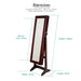 146cm Walnut Mirror Jewellery Cabinet Storage Organiser Luvo