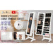 146cm White Mirror Jewellery Cabinet Storage Organiser Luvo