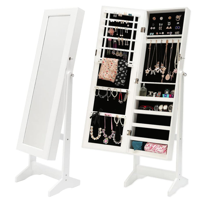 146cm White Mirror Jewellery Cabinet Storage Organiser Luvo