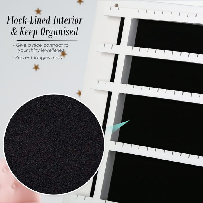 146cm White Mirror Jewellery Cabinet Storage Organiser Luvo