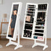 146cm White Mirror Jewellery Cabinet Storage Organiser Luvo