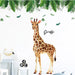 150cm Giraffe With Green Leaves Wall Stickers
