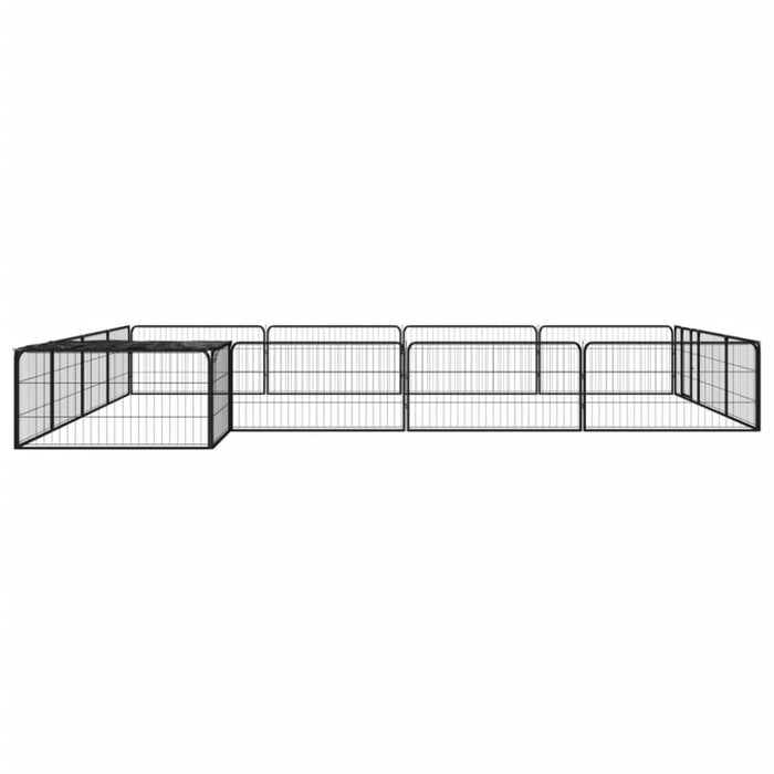 16-panel Dog Playpen Black 100x50 Cm Powder-coated Steel