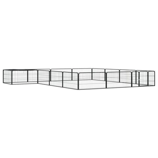 16-panel Dog Playpen Black 100x50 Cm Powder-coated Steel