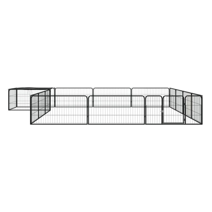 16-panel Dog Playpen Black 100x50 Cm Powder-coated Steel