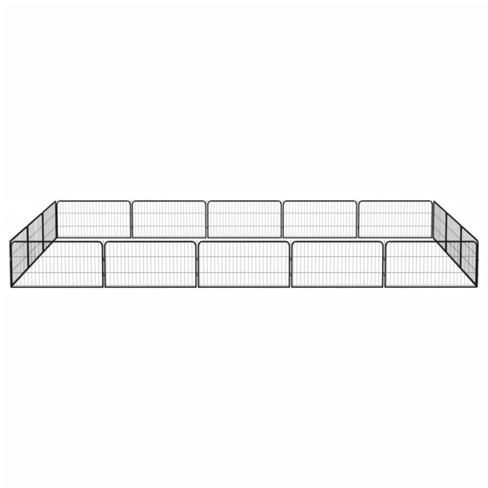 16-panel Dog Playpen Black 100x50 Cm Powder-coated Steel