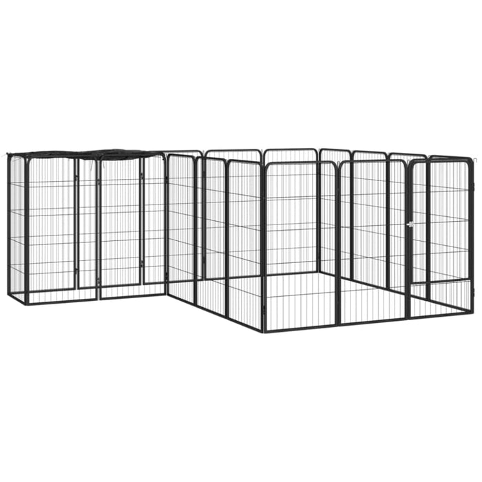 18-panel Dog Playpen Black 50x100 Cm Powder-coated Steel