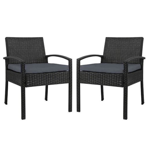 Set of 2 Outdoor Dining Chairs Wicker Chair Patio Garden