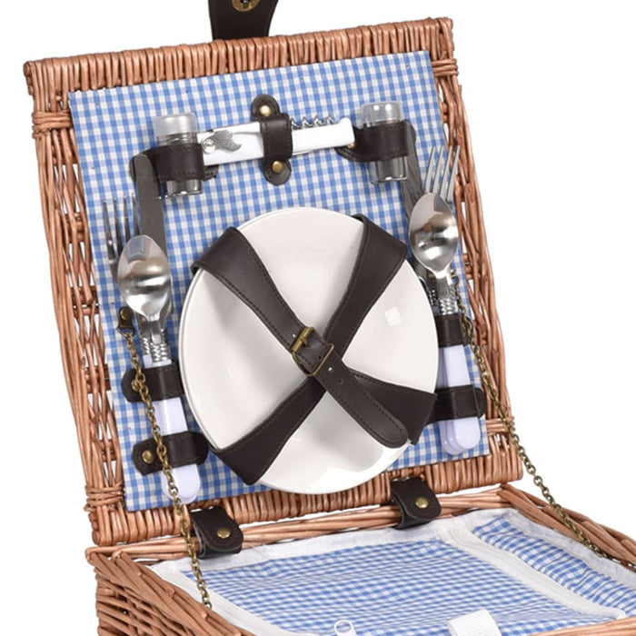 2 Person Picnic Basket Wicker Baskets Set Insulated Outdoor