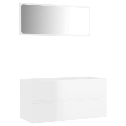 2 Piece Bathroom Furniture Set Glossy Look White Chipboard