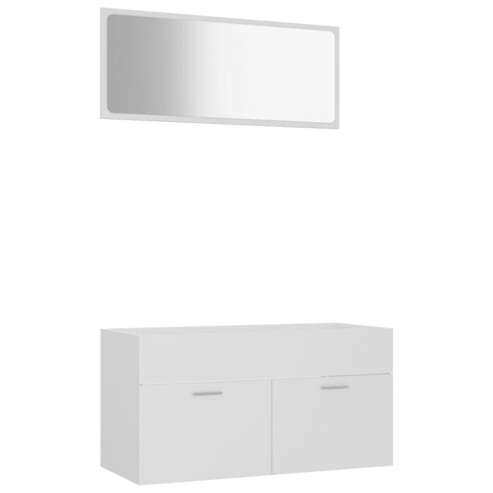 2 Piece Bathroom Furniture Set White Chipboard Nbanbb