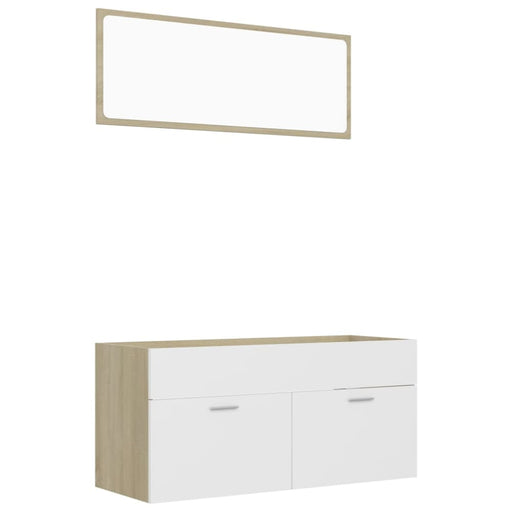 2 Piece Bathroom Furniture Set White And Sonoma Oak