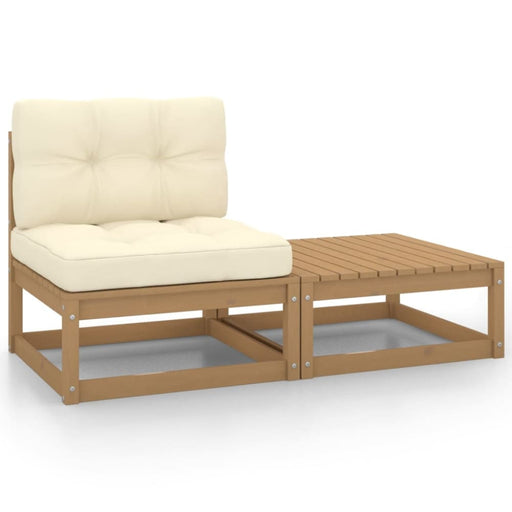 2 Piece Garden Lounge Set with Cushions Honey Brown