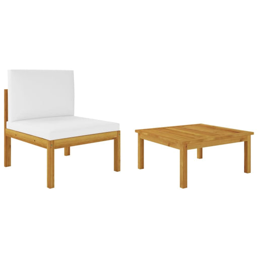 2 Piece Garden Lounge Set with Cushions Solid Acacia Wood
