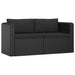 2 Piece Garden Sofa Set with Cushions Poly Rattan Black