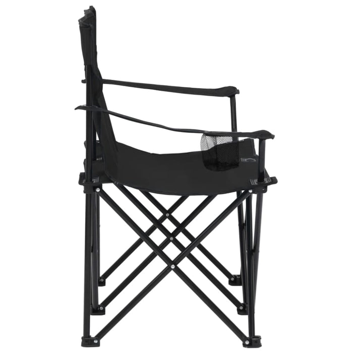 2-seater Foldable Camping Chair Steel and Fabric Black