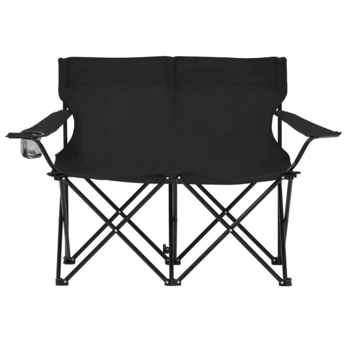 2-seater Foldable Camping Chair Steel and Fabric Black