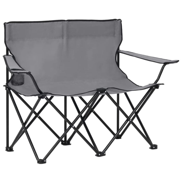 2-seater Foldable Camping Chair Steel and Fabric Grey Totpab