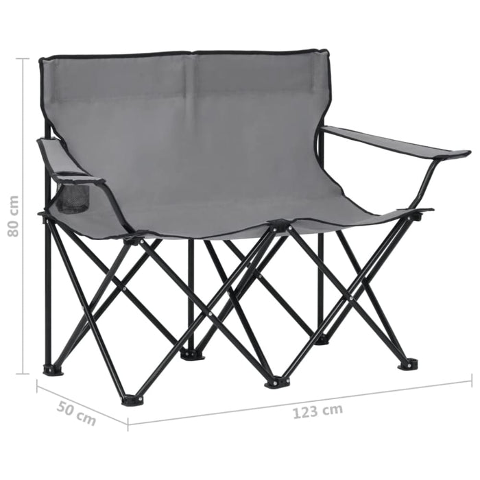 2 - seater Foldable Camping Chair Steel And Fabric Grey