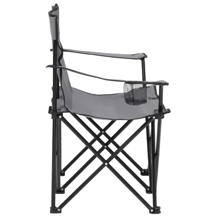 2-seater Foldable Camping Chair Steel and Fabric Grey Totpab
