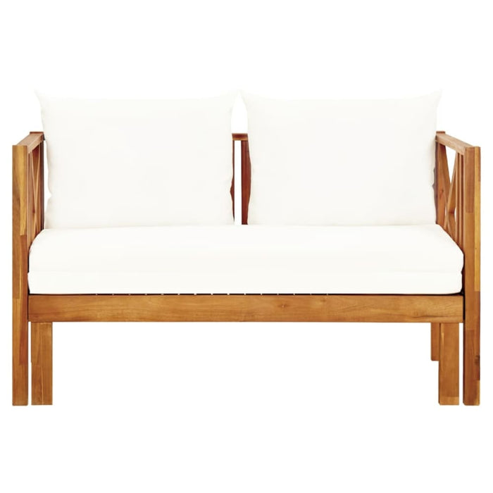 2-seater Garden Bench with Cushions Solid Acacia Wood Tobtbi