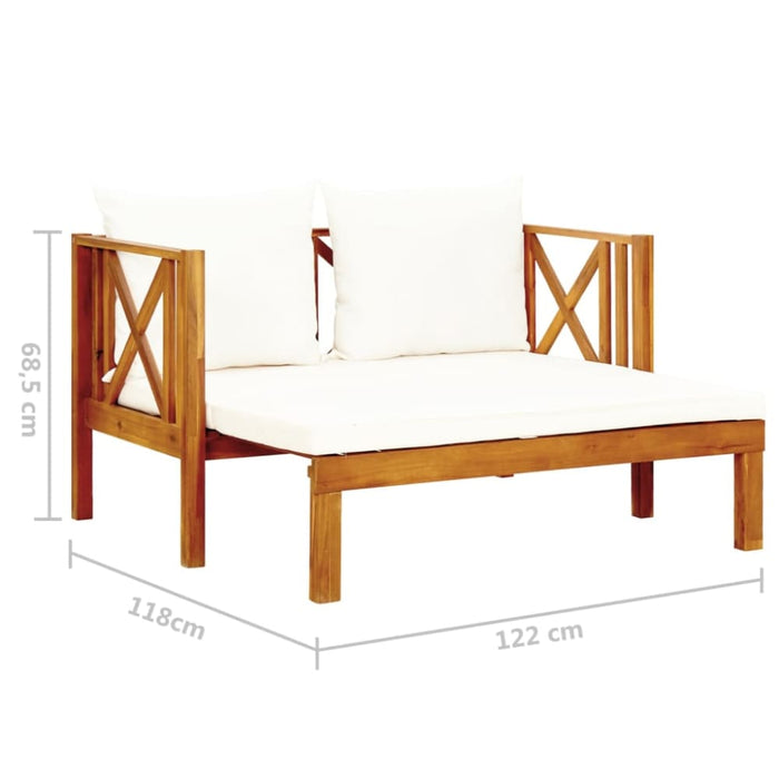 2-seater Garden Bench with Cushions Solid Acacia Wood Tobtbi