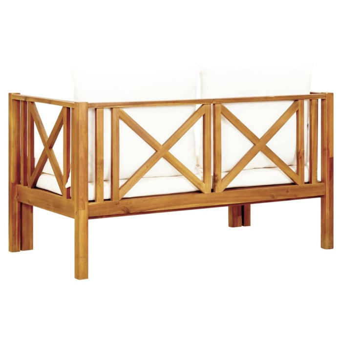 2-seater Garden Bench with Cushions Solid Acacia Wood Tobtbi
