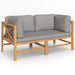 2-seater Garden Bench with Dark Grey Cushions Tblnnpp