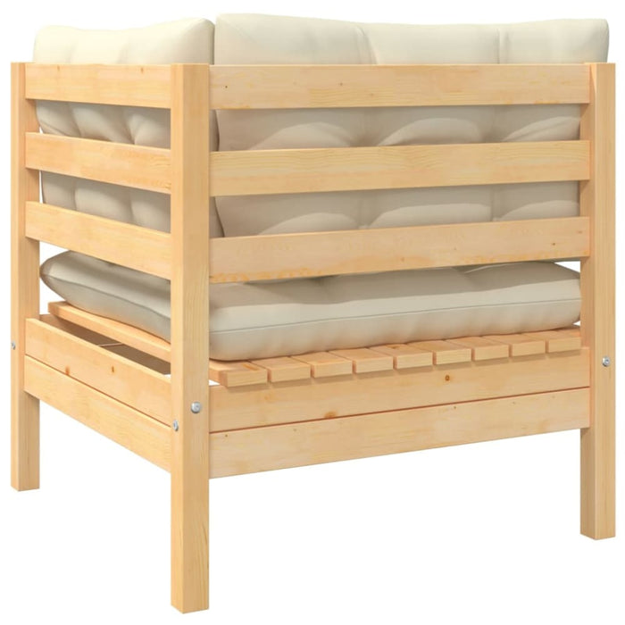 2-seater Garden Sofa with Cream Cushions Solid Pinewood