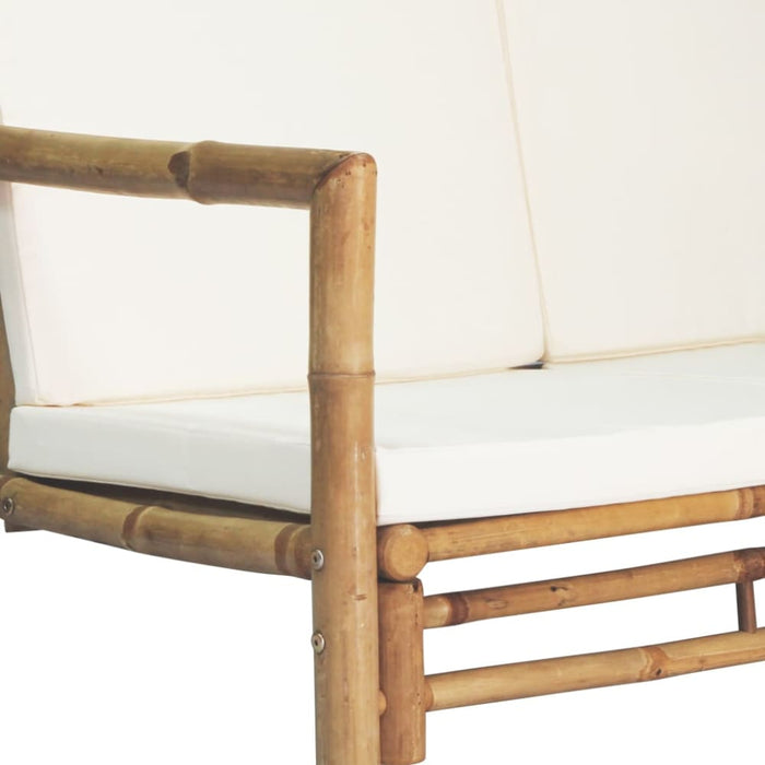 2 Seater Garden Sofa With Cushions Bamboo Atopi