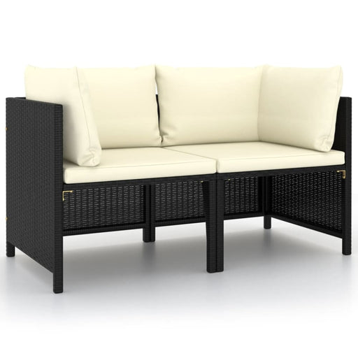 2-seater Garden Sofa with Cushions Black Poly Rattan Totpox