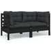 2-seater Garden Sofa with Cushions Black Solid Pinewood