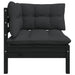 2-seater Garden Sofa with Cushions Black Solid Pinewood