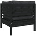 2-seater Garden Sofa with Cushions Black Solid Pinewood