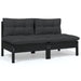 2-seater Garden Sofa with Cushions Black Solid Pinewood