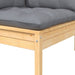 2-seater Garden Sofa with Grey Cushions Solid Pinewood