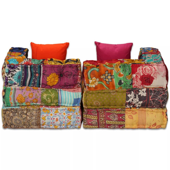 2-seater Modular Pouffe Patchwork Fabric Xaakii