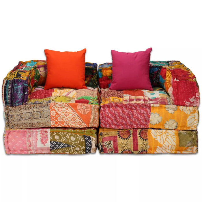 2-seater Modular Pouffe Patchwork Fabric Xaakii