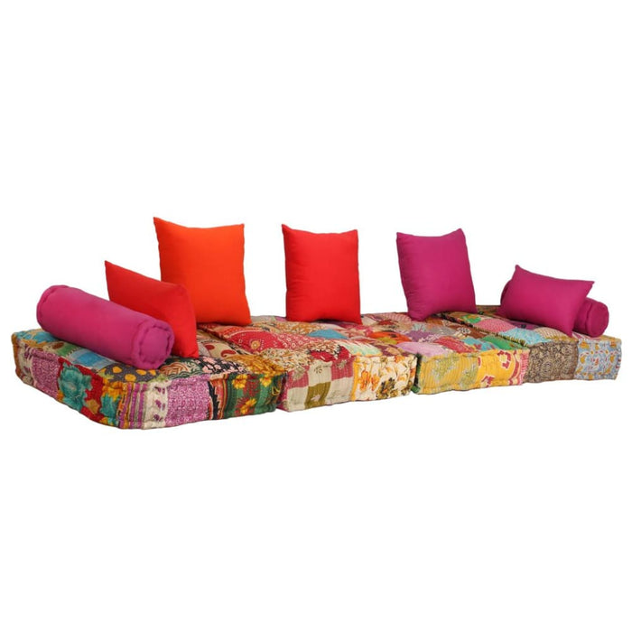 2-seater Modular Pouffe Patchwork Fabric Xaaknp