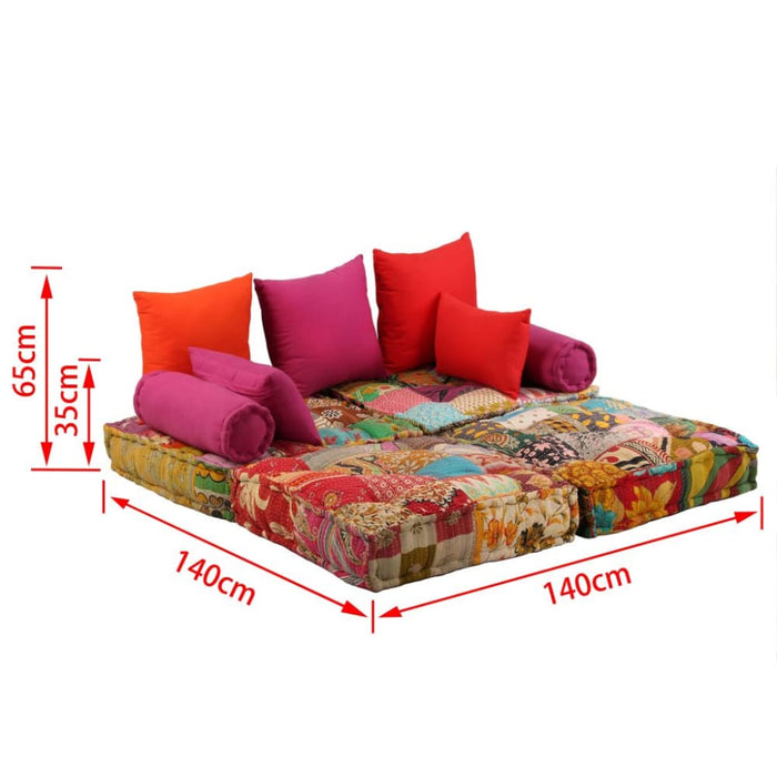 2-seater Modular Pouffe Patchwork Fabric Xaaknp