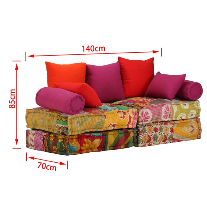 2-seater Modular Pouffe Patchwork Fabric Xaaknp